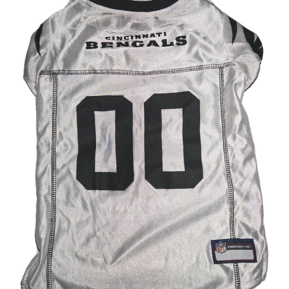 NWT Pets First NFL Cincinnati Bengals White Jersey, Size LARGE Up To 40 Lbs Dog